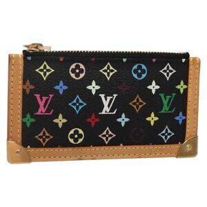 LOUIS VUITTON Multicolor Pochette Cles Coin Purse Black M13664 Auth 140517V